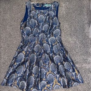 Blue and gold cocktail dress